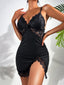 Secretwhisperss sexy Temptation Erotic Lingerie Lace Splicing Pajamas Dress T-Back Two-Piece Set