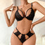 Secretwhisperss Comfortable mesh lace stitching hollow perspective design sexy lingerie two-piece set