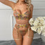 Secretwhisperss embroidered multi-color floral sexy lingerie four-piece set