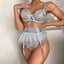 Secretwhisperss Wind Tulle Skirt Ruffled Garter Tight Sexy Lingerie Three-piece Set Embroidered Underwire