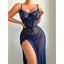 Secretwhisperss sexy lingerie lace see-through temptation nightdress thong two-piece set