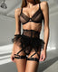 Secretwhisperss see through black gauze comfortable sexy lingerie four-piece set