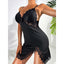 Secretwhisperss sexy Temptation Erotic Lingerie Lace Splicing Pajamas Dress T-Back Two-Piece Set