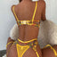 Secretwhisperss Sexy See-through Yellow Pastoral Floral Bra Garter T-Back with Leg Rings Three-piece Set