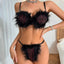 Secretwhisperss Sequined Feather Stitching Sexy Lingerie Two-Piece Set