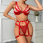 Secretwhisperss Ribbon hollow complex craft sexy lingerie four-piece set with leg rings