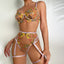 Secretwhisperss embroidered multi-color floral sexy lingerie four-piece set