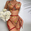 Secretwhisperss embroidered multi-color floral sexy lingerie four-piece set