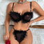 Secretwhisperss Sequined Feather Stitching Sexy Lingerie Two-Piece Set