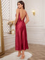 Secretwhisperss Ice Silk Suspender Dress Breathable Silk Sexy Backless Slit Nightdress