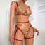 Secretwhisperss embroidered multi-color floral sexy lingerie four-piece set