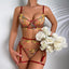 Secretwhisperss embroidered multi-color floral sexy lingerie four-piece set