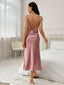 Secretwhisperss Ice Silk Suspender Dress Breathable Silk Sexy Backless Slit Nightdress