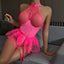 Secretwhisperss Patent leather mesh patchwork halter neck bra mesh tulle puffy skirt garter jumpsuit