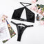 Secretwhisperss Open chest hollow halter neck sexy thong sexy underwear set