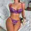 Secretwhisperss Multicolor Floral Lace Flower Print Thin Hollow Bra Underwear Set