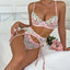 Secretwhisperss embroidered flower sexy see-through lingerie three-piece set