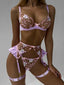 Secretwhisperss Mercerized and embroidered sexy lingerie four-piece set