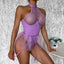 Secretwhisperss Patent leather mesh patchwork halter neck bra mesh tulle puffy skirt garter jumpsuit