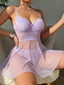 Secretwhisperss sexy lingerie lace see-through temptation nightdress thong two-piece set