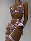 Secretwhisperss Mercerized and embroidered sexy lingerie four-piece set