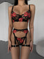 Secretwhisperss Sexy lingerie complex craft embroidery mesh body shaping two-piece bra and panties four-piece set