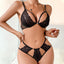 Secretwhisperss Comfortable mesh lace stitching hollow perspective design sexy lingerie two-piece set