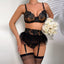 Secretwhisperss Wind Tulle Skirt Ruffled Garter Tight Sexy Lingerie Three-piece Set Embroidered Underwire