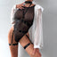 Secretwhisperss Mesh straps stitching complex heavy craft halter neck with leg loop jumpsuit