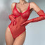 Secretwhisperss Polka Dot Net See-Through Comfortable Red Bodysuit