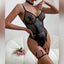 Secretwhisperss Patent leather splicing mesh hollow perspective cross-stitch chain sexy jumpsuit