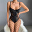 Secretwhisperss Sexy mesh and black lace tight hot girl suspender jumpsuit