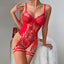 Secretwhisperss Sexy Lingerie Rose Flower Embroidery Strapless Cross Bodysuit