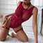 Secretwhisperss Mesh straps stitching complex heavy craft halter neck with leg loop jumpsuit